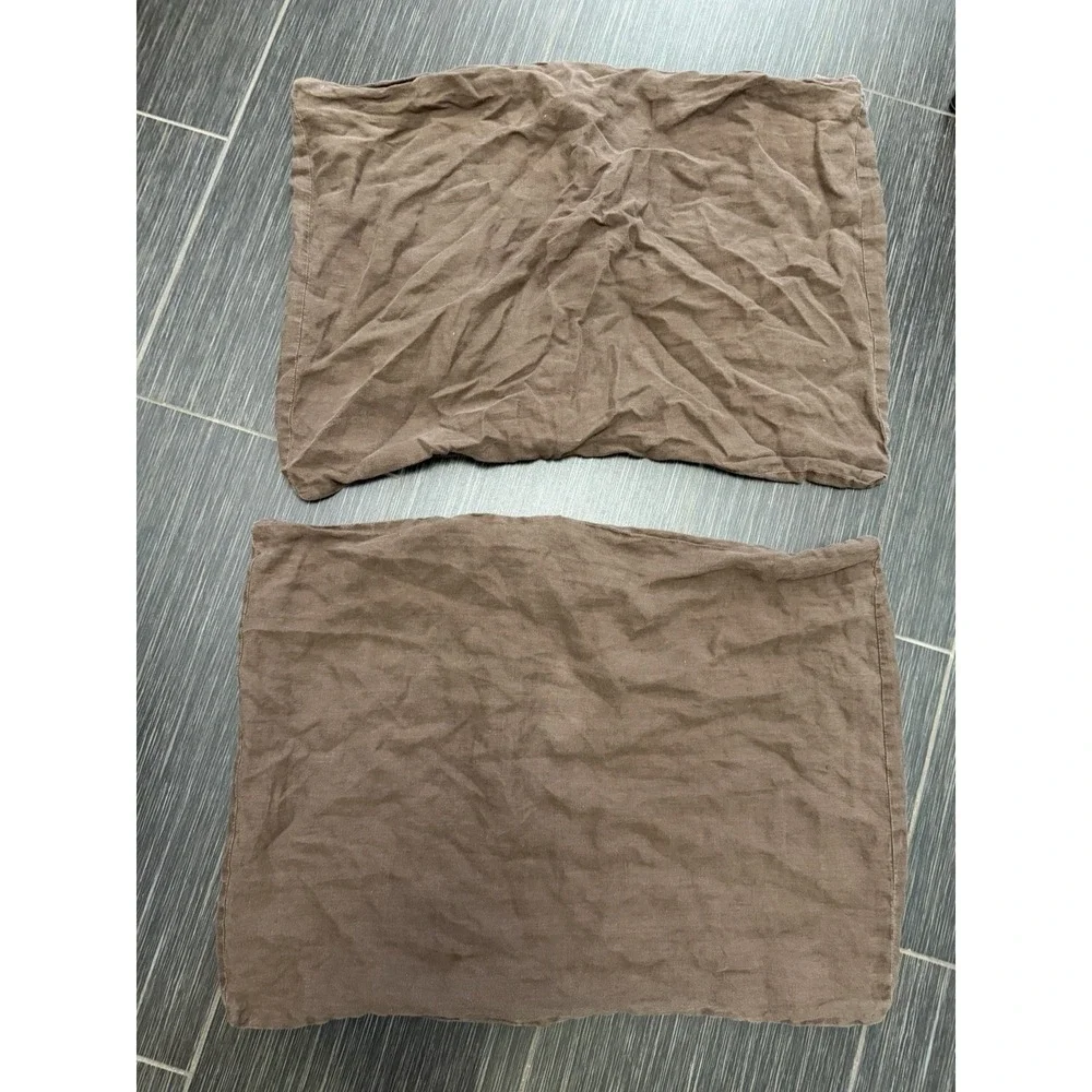 Quince Full/Queen 100% Linen Duvet Cover W 2 Standard Shams Chocolate Brown